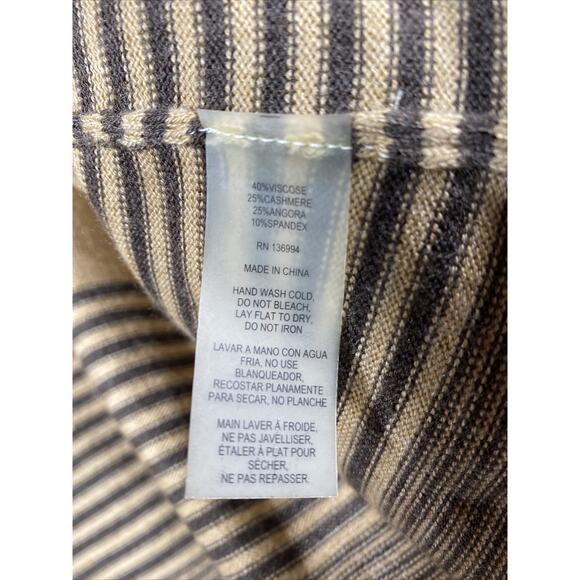 Sioni Cardigan Womens S Brown Stripe Cashmere Angora Sweater Open Front Stretch - Picture 4 of 7